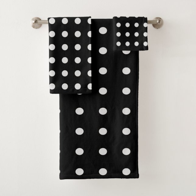 Black and White Polka Dots Bath Towel Set (Insitu)