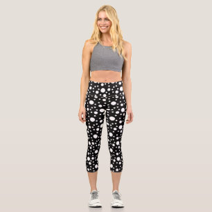 Black and White Polka Dots Capri Leggings