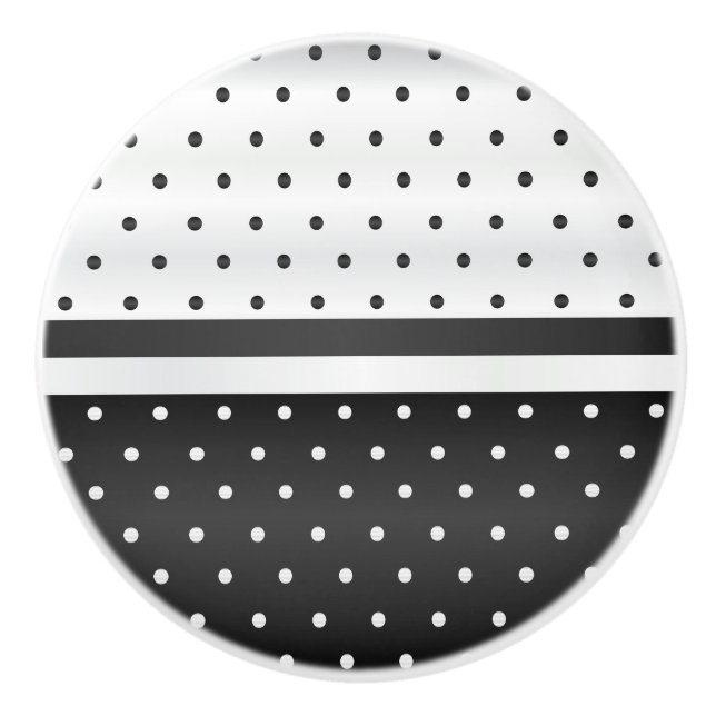 Black and White Polka Dots Ceramic Knob (Front)