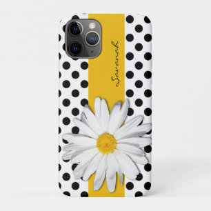 Black and White Polka Dots, Daisy iPhone 11 Case