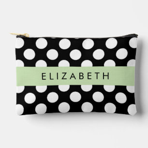 Black and White Polka Dots, Dotted, Your Name Accessory Pouch