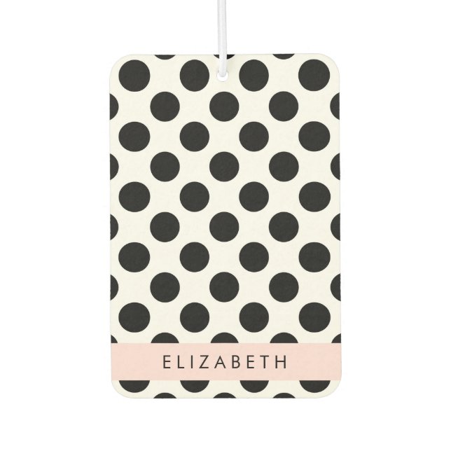 Black and White Polka Dots, Dotted, Your Name Car Air Freshener (Front)