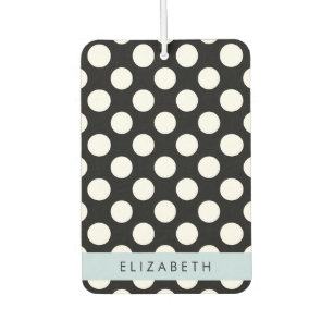 Black and White Polka Dots, Dotted, Your Name Car Air Freshener