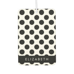 Black and White Polka Dots, Dotted, Your Name Car Air Freshener