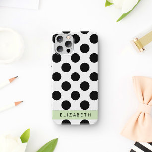 Black and White Polka Dots, Dotted, Your Name iPhone 12 Pro Case