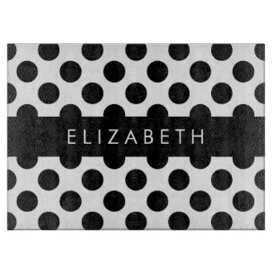 Black and White Polka Dots, Dotted, Your Name Cutting Board