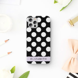 Black and White Polka Dots, Dotted, Your Name iPhone 16 Case