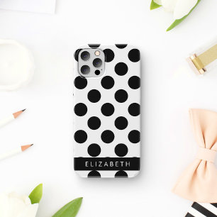 Black and White Polka Dots, Dotted, Your Name iPhone 16 Case
