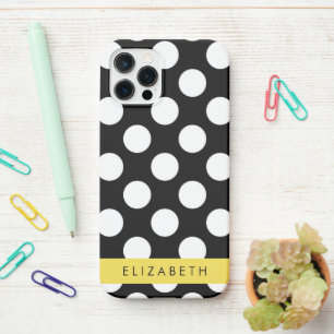 Black and White Polka Dots, Dotted, Your Name iPhone 12 Pro Case