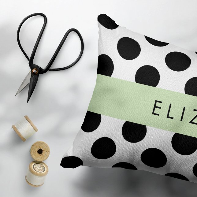 Black and White Polka Dots, Dotted, Your Name Pillowcase (Creator Uploaded)
