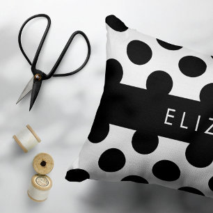 Black and White Polka Dots, Dotted, Your Name Pillowcase