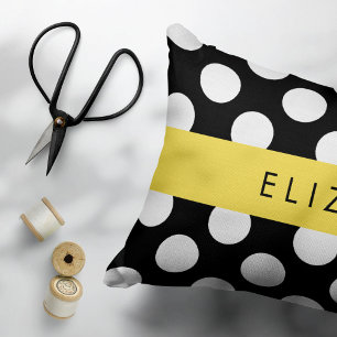 Black and White Polka Dots, Dotted, Your Name Pillowcase