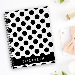 Black and White Polka Dots, Dotted, Your Name Planner