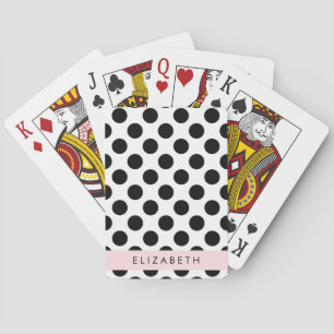 Black and White Polka Dots, Dotted, Your Name Playing Cards