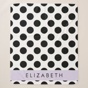 Black and White Polka Dots, Dotted, Your Name Sherpa Blanket