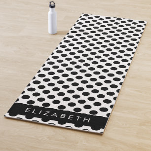Black and White Polka Dots, Dotted, Your Name Yoga Mat