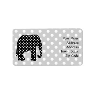 Black and White Polka Dots Elephant Label