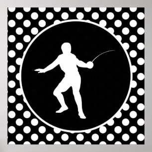 Black and White Polka Dots; Fencing Poster