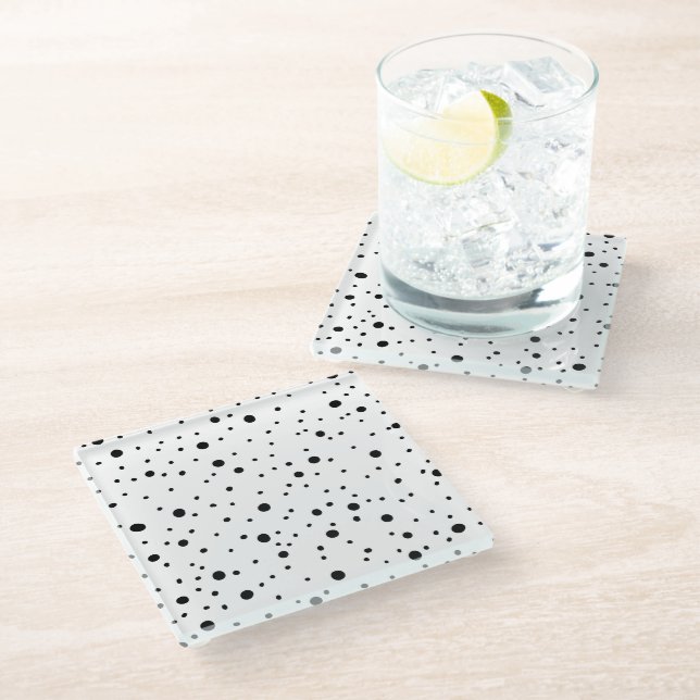 Black and White Polka Dots    Glass Coaster (Angled)