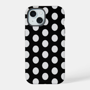Black and White Polka Dots iPhone 15 Case