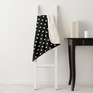 Black and white polka dots minimalistic elegant  sherpa blanket