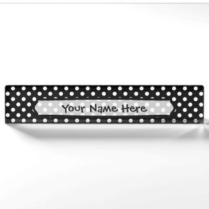 Black and White Polka Dots Nameplate
