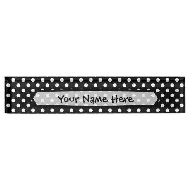 Black and White Polka Dots Nameplate (Front)