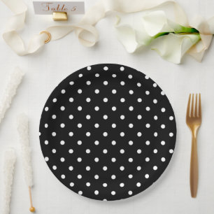 Black and white Polka Dots Paper Plate