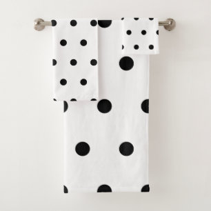 Black And White Polka Dots Pattern Bath Towel Set