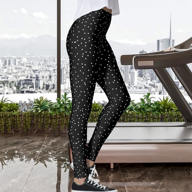 Black And White Polka Dots Pattern Classic Modern Leggings (Creator Uploaded)