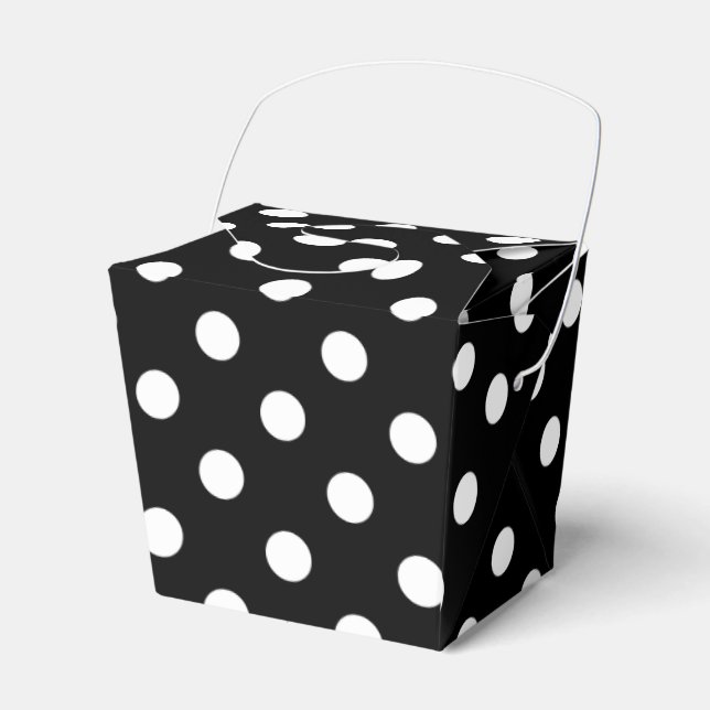 Black and White Polka Dots Pattern Favour Box (Front Side)