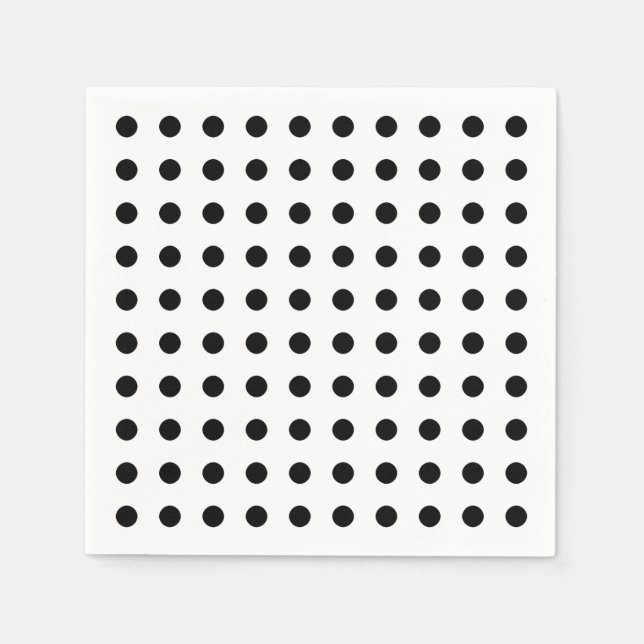Black and white polka dots pattern paper napkins (Front)