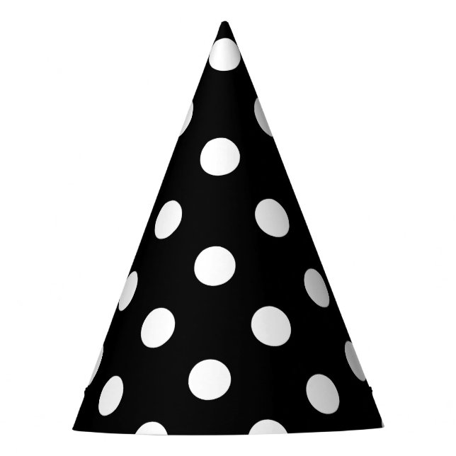 Black and White Polka Dots Pattern Party Hat (Front)