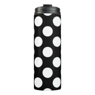Black and white polka dots pattern thermal tumbler