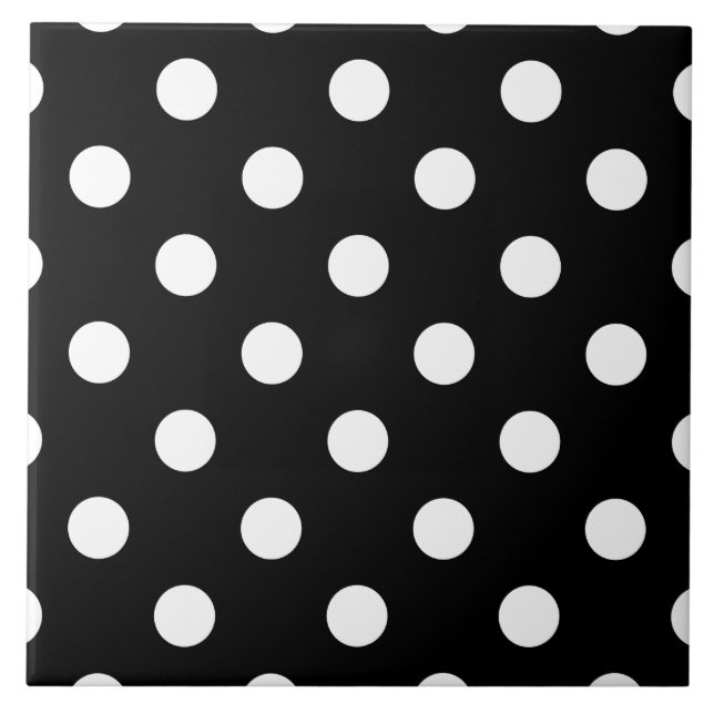 Black and White Polka Dots Pattern Tile (Front)