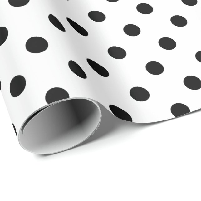 Black and white polka dots pattern wrapping paper (Roll Corner)