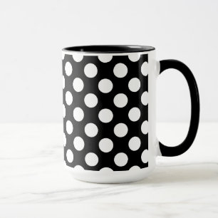 Black and White Polka Dots; Paw Print Mug