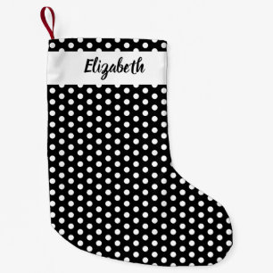 Black and White Polka Dots Personalised Custom  Small Christmas Stocking