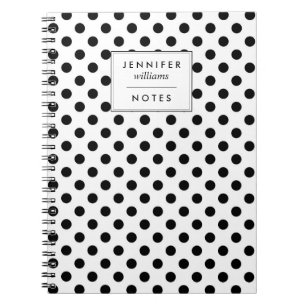 Black and White Polka Dots Personalised Notebook