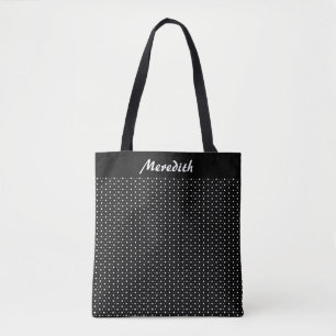 Black and White Polka Dots Personalised Tote Bag