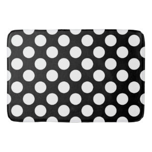 Black and White Polka Dots, Polka Dot Pattern Bath Mat