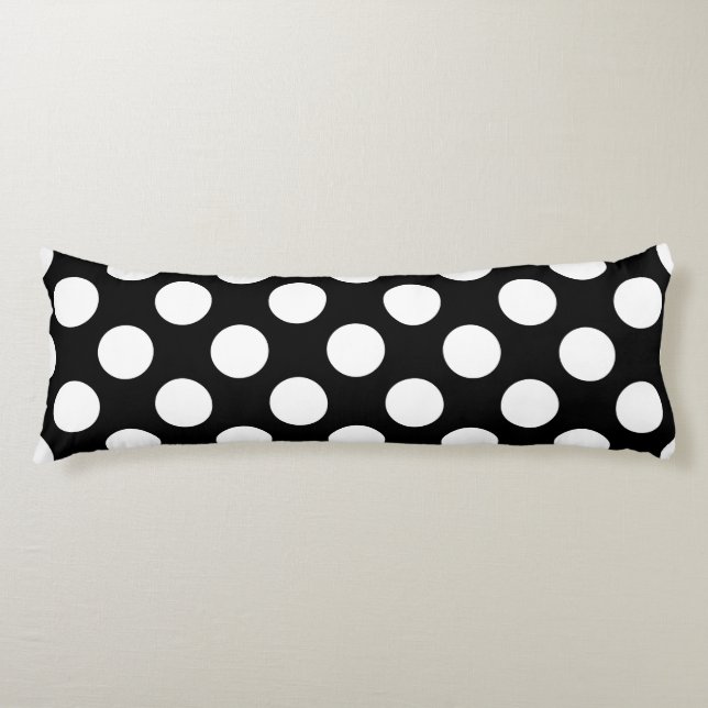 Black and White Polka Dots, Polka Dot Pattern Body Cushion (Front)