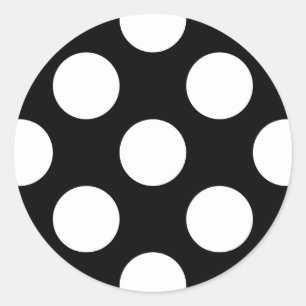 Black and White Polka Dots, Polka Dot Pattern Classic Round Sticker