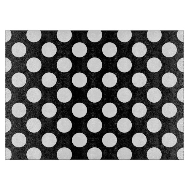 Black and White Polka Dots, Polka Dot Pattern Cutting Board (Front)