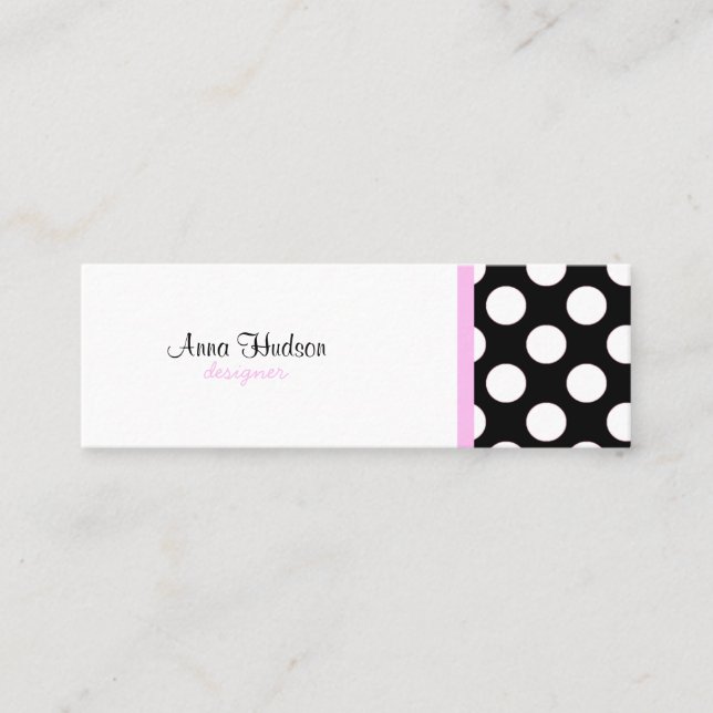 Black and White Polka Dots, Polka Dot Pattern Mini Business Card (Front)