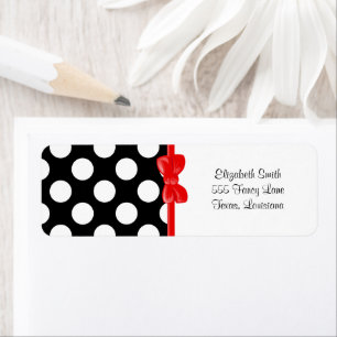 Black and White Polka Dots, Polka Dot Pattern Return Address Label