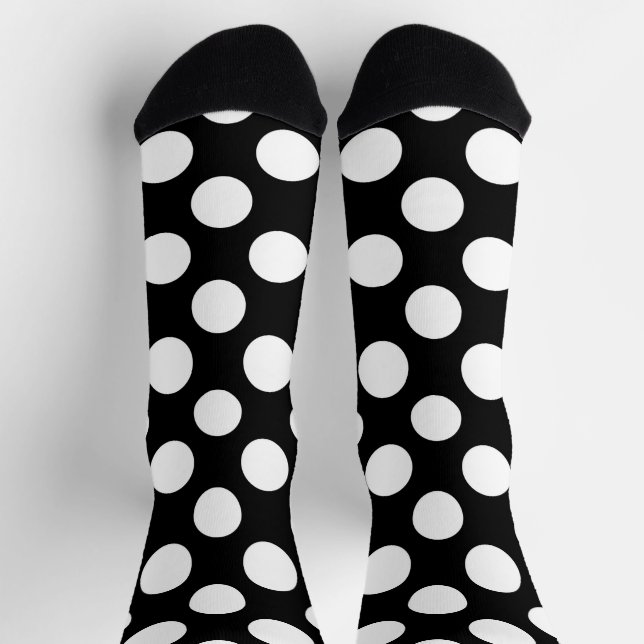 Black and White Polka Dots, Polka Dot Pattern Socks (Top)