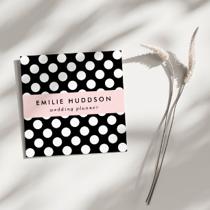 Black and White Polka Dots, Polka Dot Pattern Square Business Card