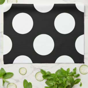 Black and White Polka Dots, Polka Dot Pattern Tea Towel