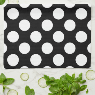 Black and White Polka Dots, Polka Dot Pattern Tea Towel